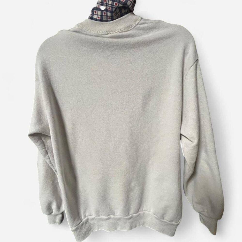 Medium cottagecore country folks sweatshirt plaid heart turtleneck collar - Picture 3 of 5